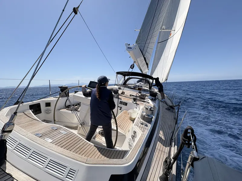 Swan 77 · Under sail in the Mediterranean, with the crew